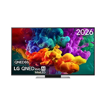 Vooraanzicht van 65 inch LG QNED evo AI QNED86 Mini LED 4K Smart TV 2026 65QNED86B6B